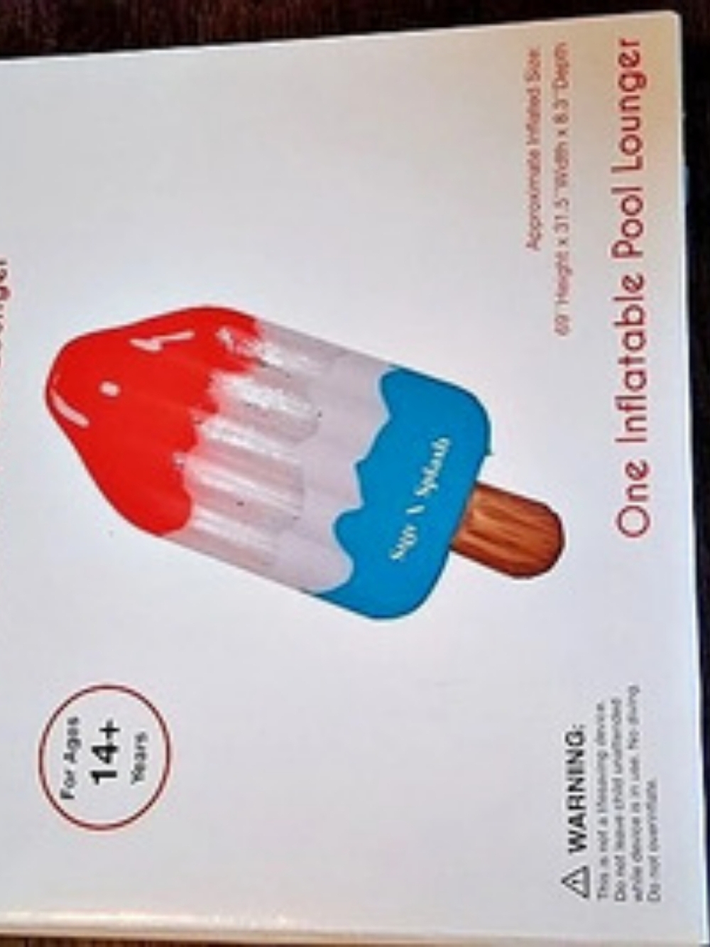 Sun N Splash Firecracker Pop Pool Lounge Inflatable Pool Lounge Red & Blue NWT